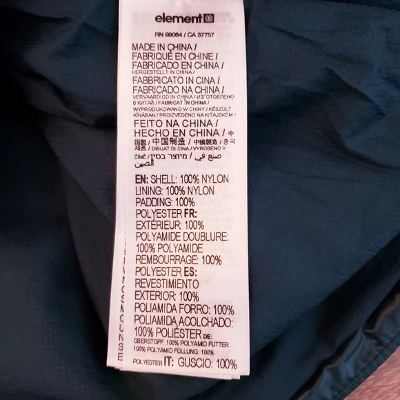 Element Wolfeboro Track Ultralight Puffer Jacket Winter Waterproof Coat Green XL - Picture 13 of 16